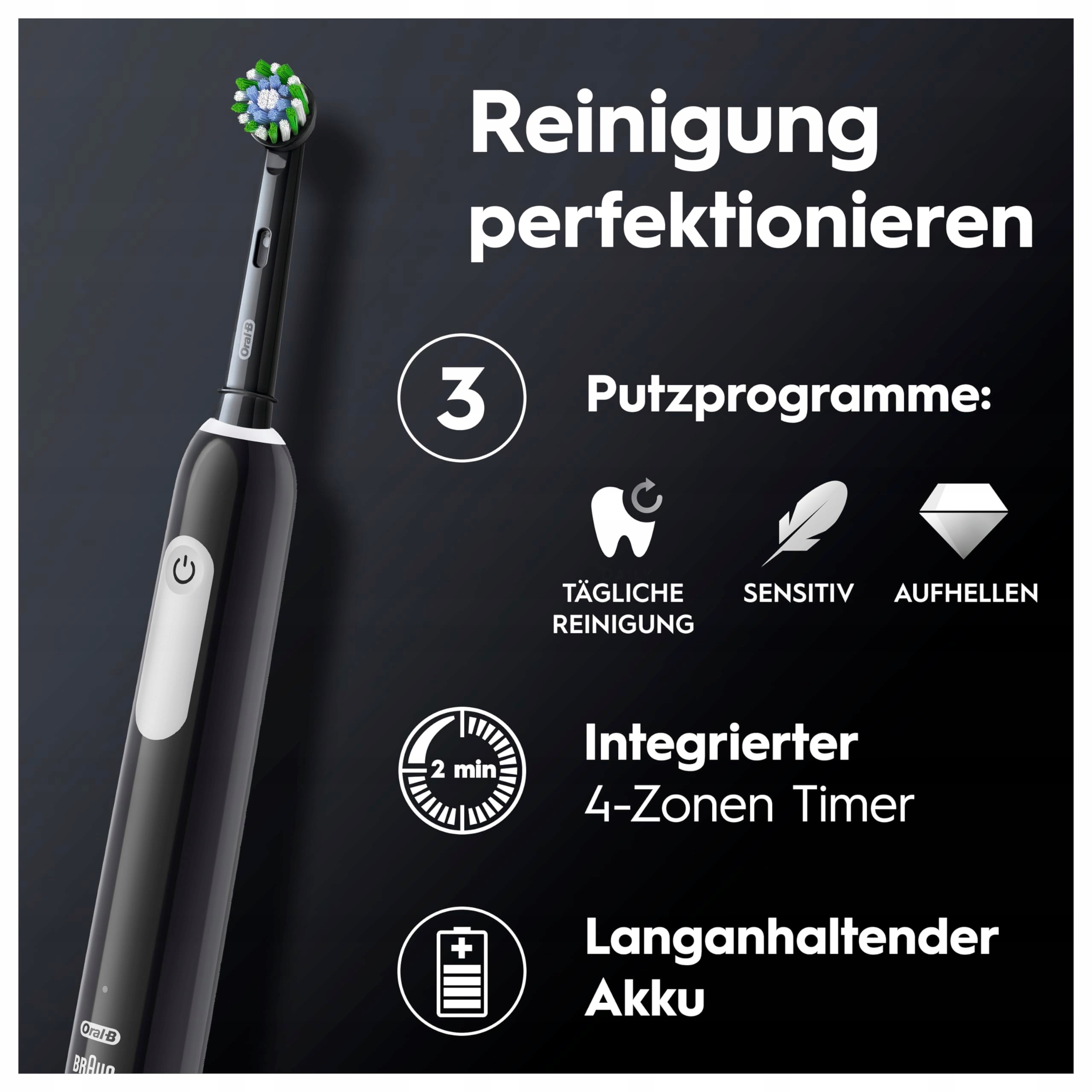 ORAL-B Pro Series 1 Plus Elektryczna Szczoteczka 3 Końcówki Czarna — miniatura 6