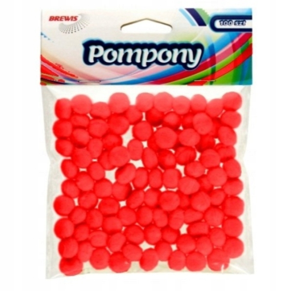 POMPONY POM20 10MM CZERWONE 100 SZTUK BREWIS