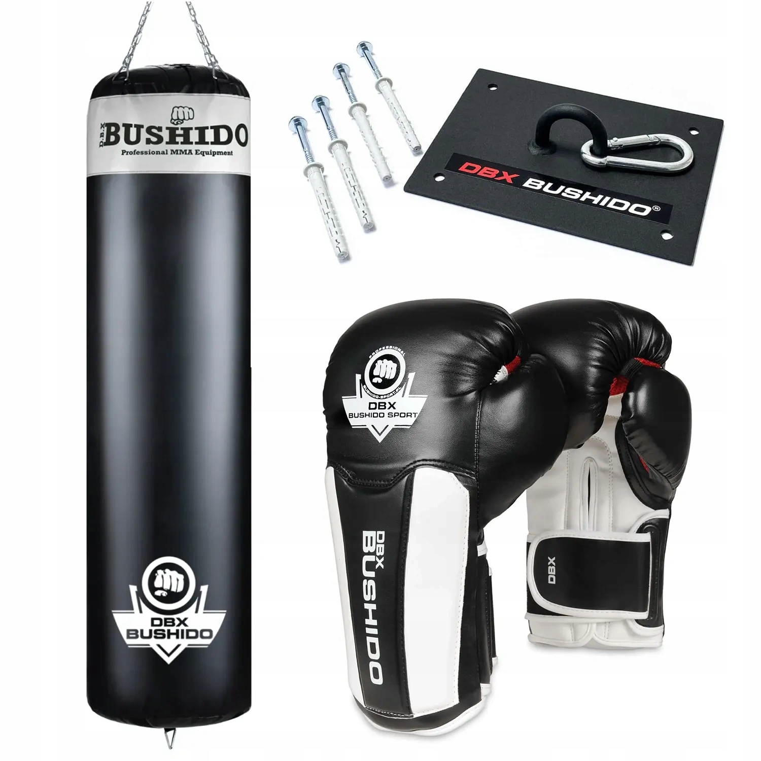 Zestaw bokserski ciężki worek 160cm 50kg rękawice bokserskie mocowanie Dbx