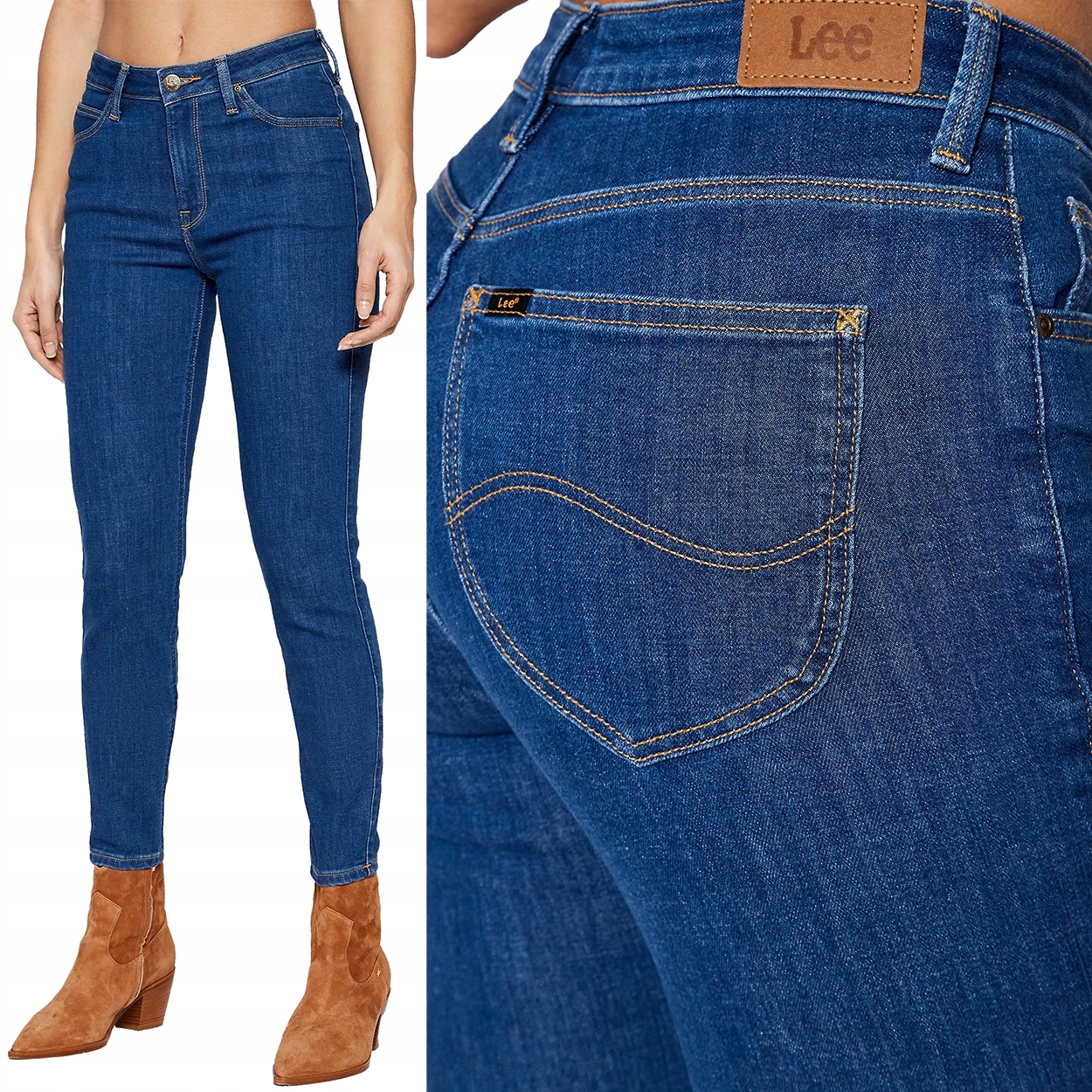 Lee Scarlett High Dark Zuri vysoké dámské džínové kalhoty úzké nohavice W27 L33