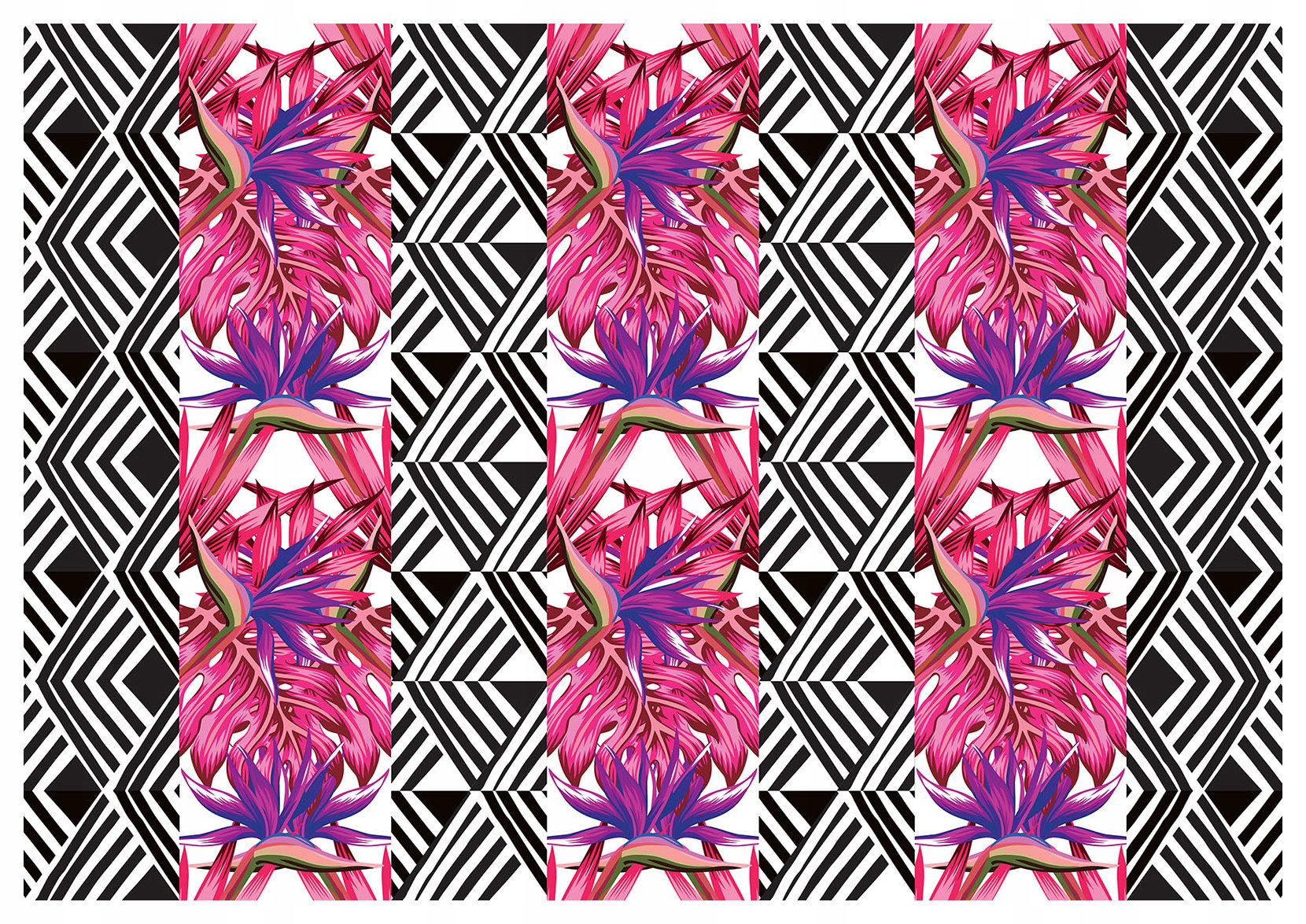 Fototapeta Tropické kvety a geometria vinyl 460x300 dekor interiéru lepidlo