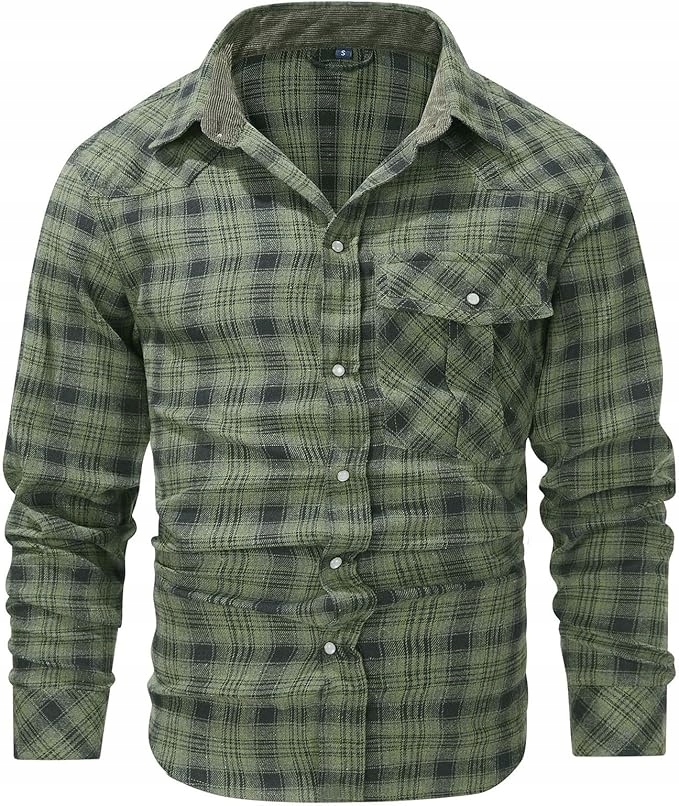 Koszula flanelowa w kratkę , myśliwska,wędkarska zielona L