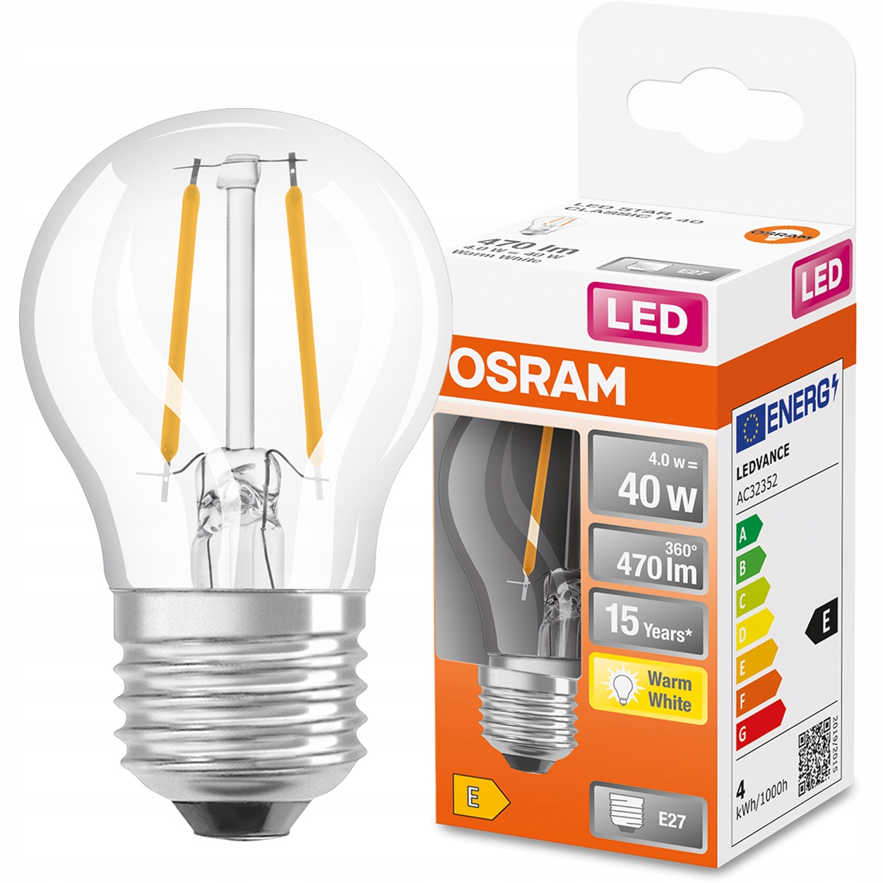 Żarówka LED MAŁA KULKA E27 4W = 40W 2700K OSRAM