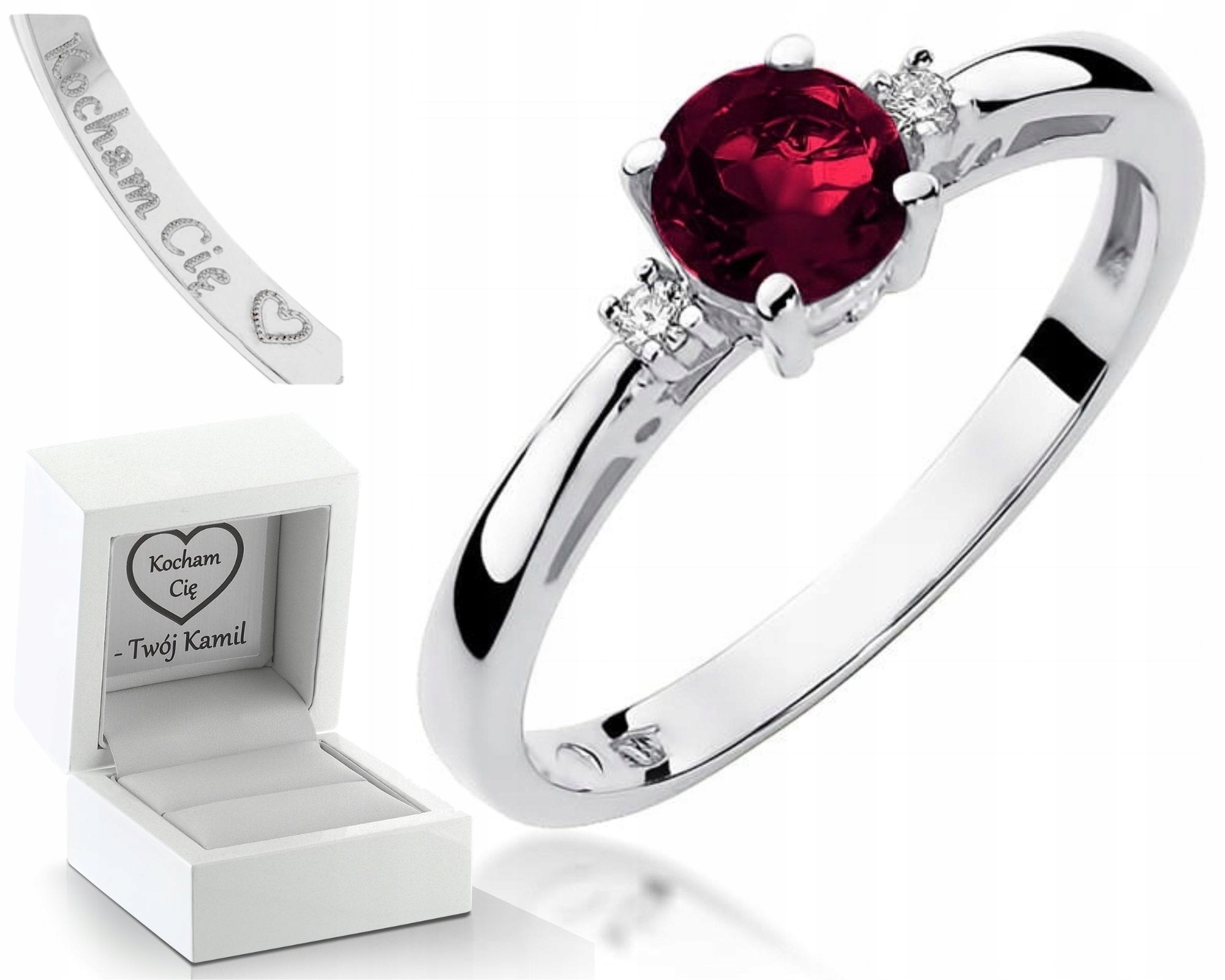 Bílý Zlatý Prstýnek S Brilianty, Granátové Jablko Gravírování