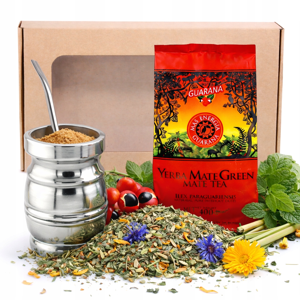 Zestaw Startowy w pudełku Yerba Mate Green Bombilla Matero Palo santo
