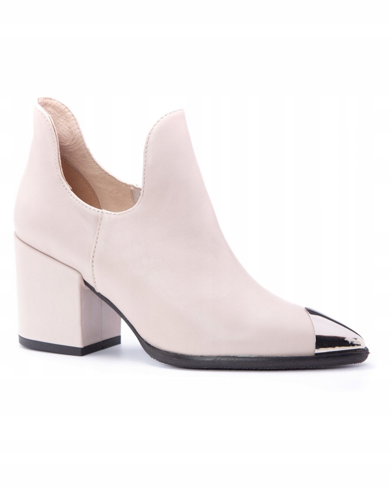 Béžové kožené dámské boty kotníkové boty s vykrojeným bokem Karino 36