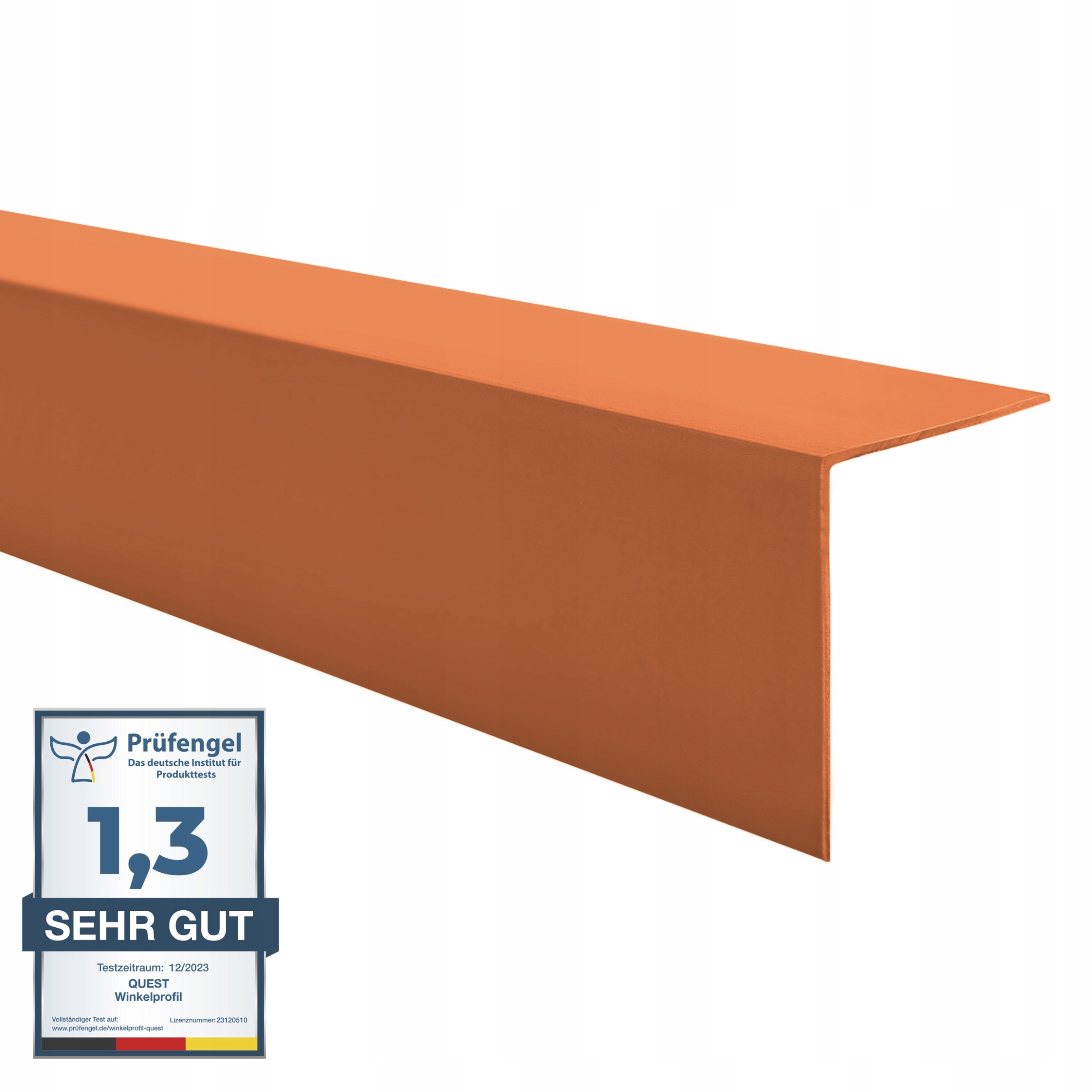 Tvrdý uholník z Pvc, dekoratívny uhlový profil, 15x15, tehlový, 1 m