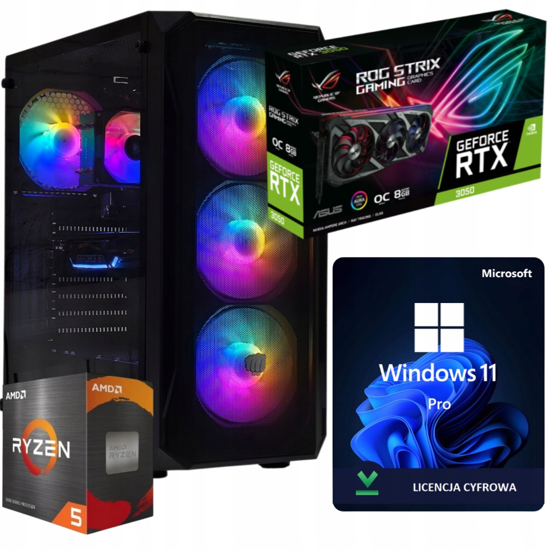 Herní Pc Ryzen 5 5500 Rtx 3050 6GB 16GB DDR4 512GB Wi-Fi WIN11PRO