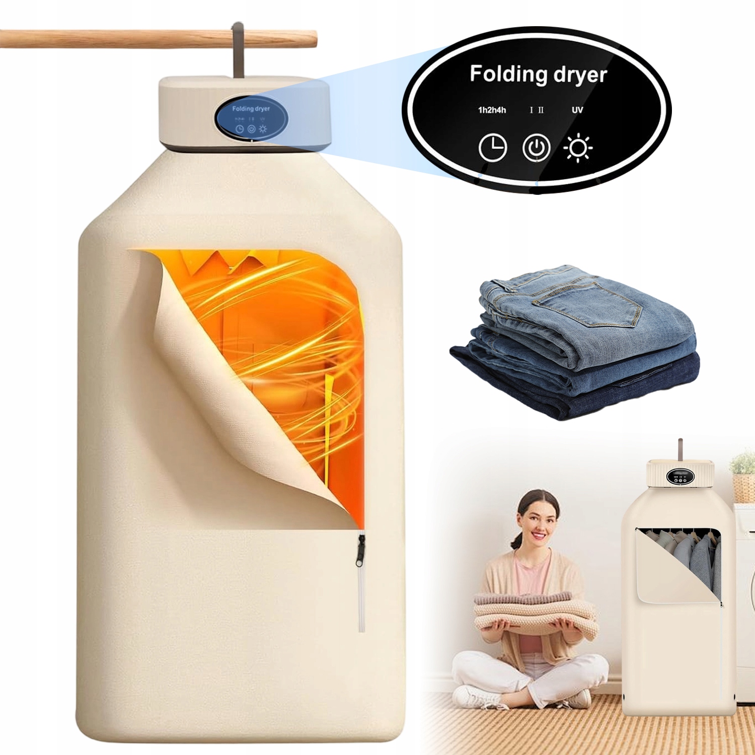 Sušák Na Prádlo Blesková Elektrická Přenosná Tichá Mini