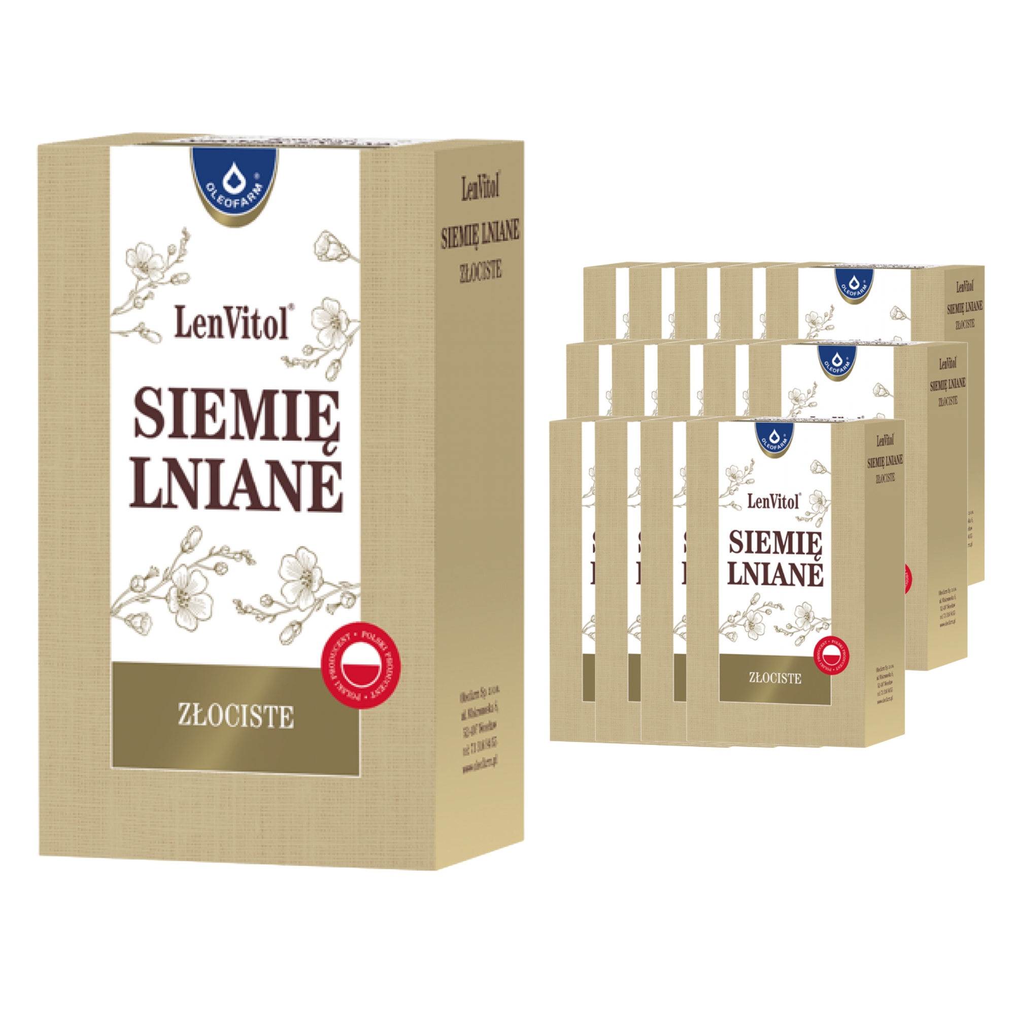 Siemię Lniane Złociste 250g Oleofarm Źródło Omega 3 Zestaw x15 sztuk