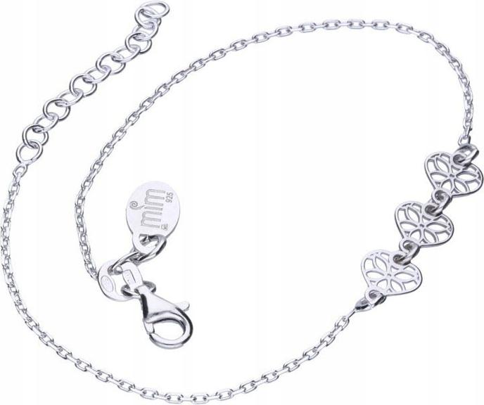 Stříbrný náramek 925 s prolamovanými srdíčka 1,70 g s přívěsky, módní vzor