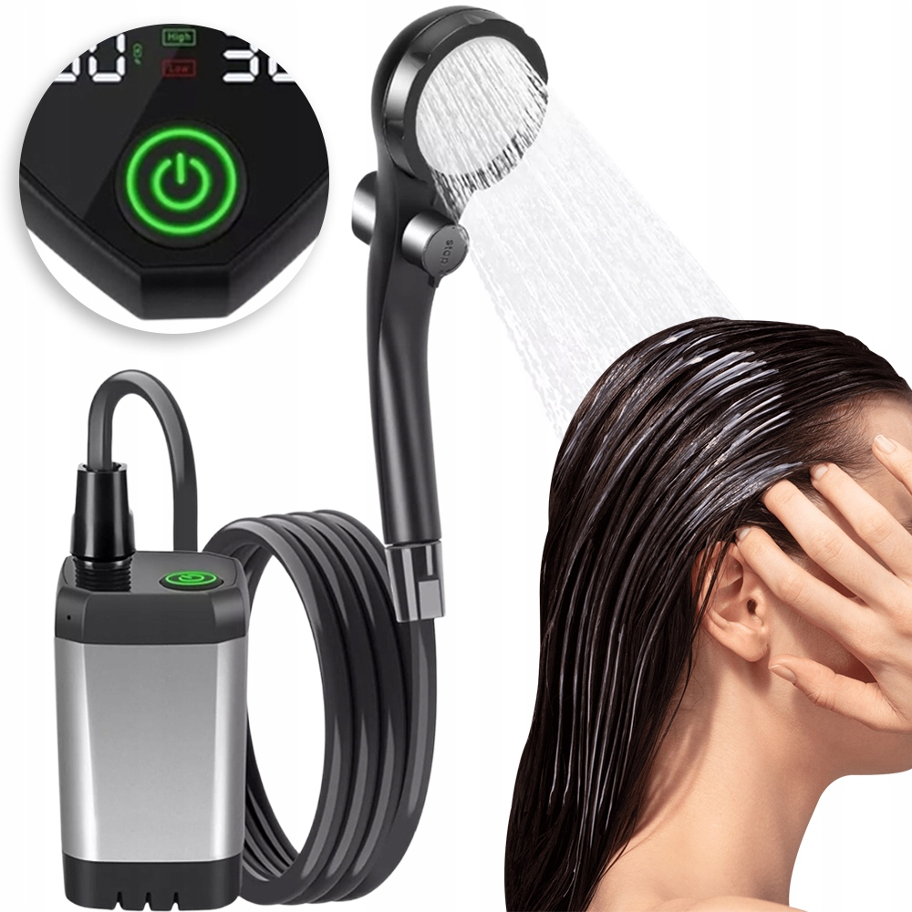 Kempingová sprcha pro mytí psa venku s otočným háčkem 6000 mAh