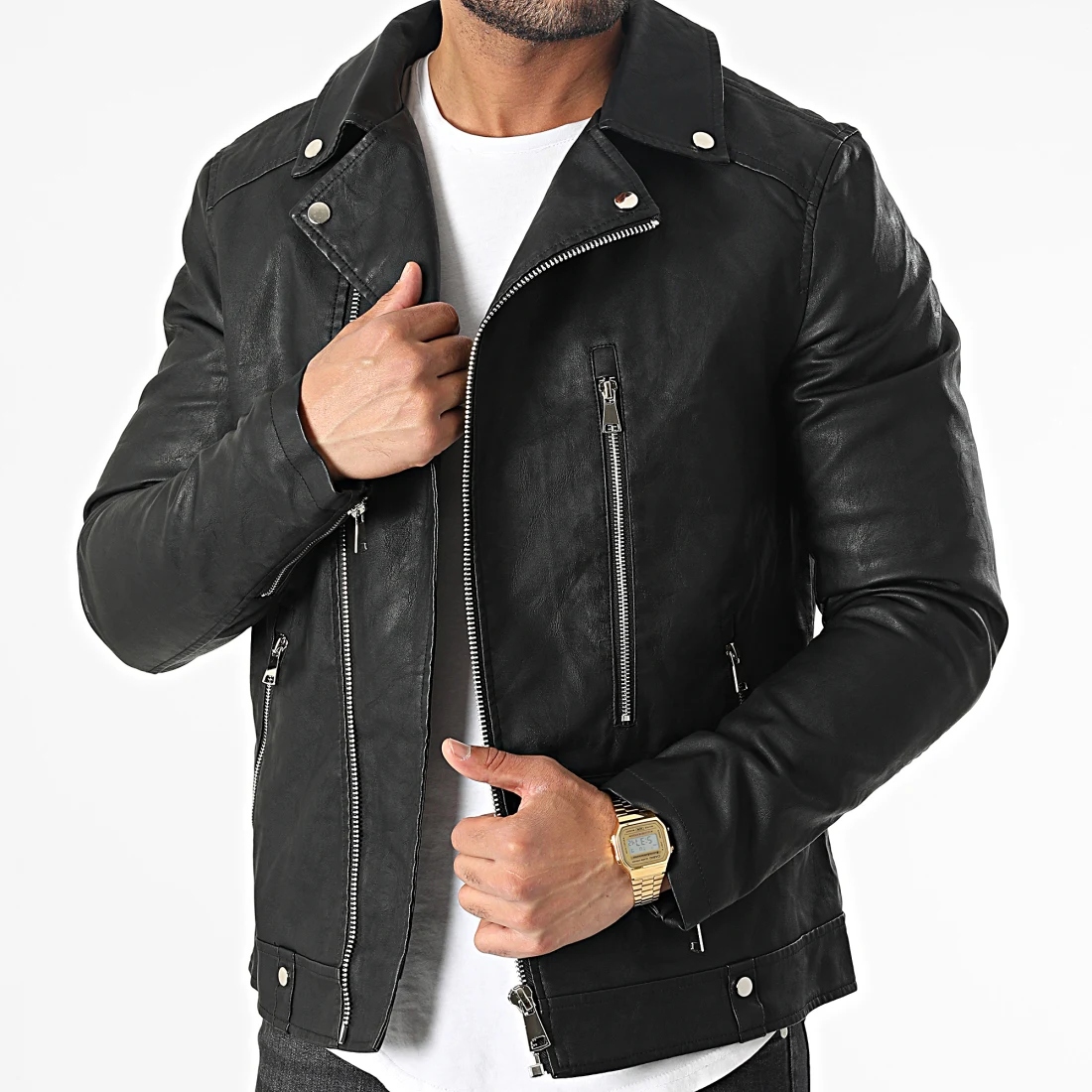 Pánská kožená bunda Ramoneska Klasické zipy