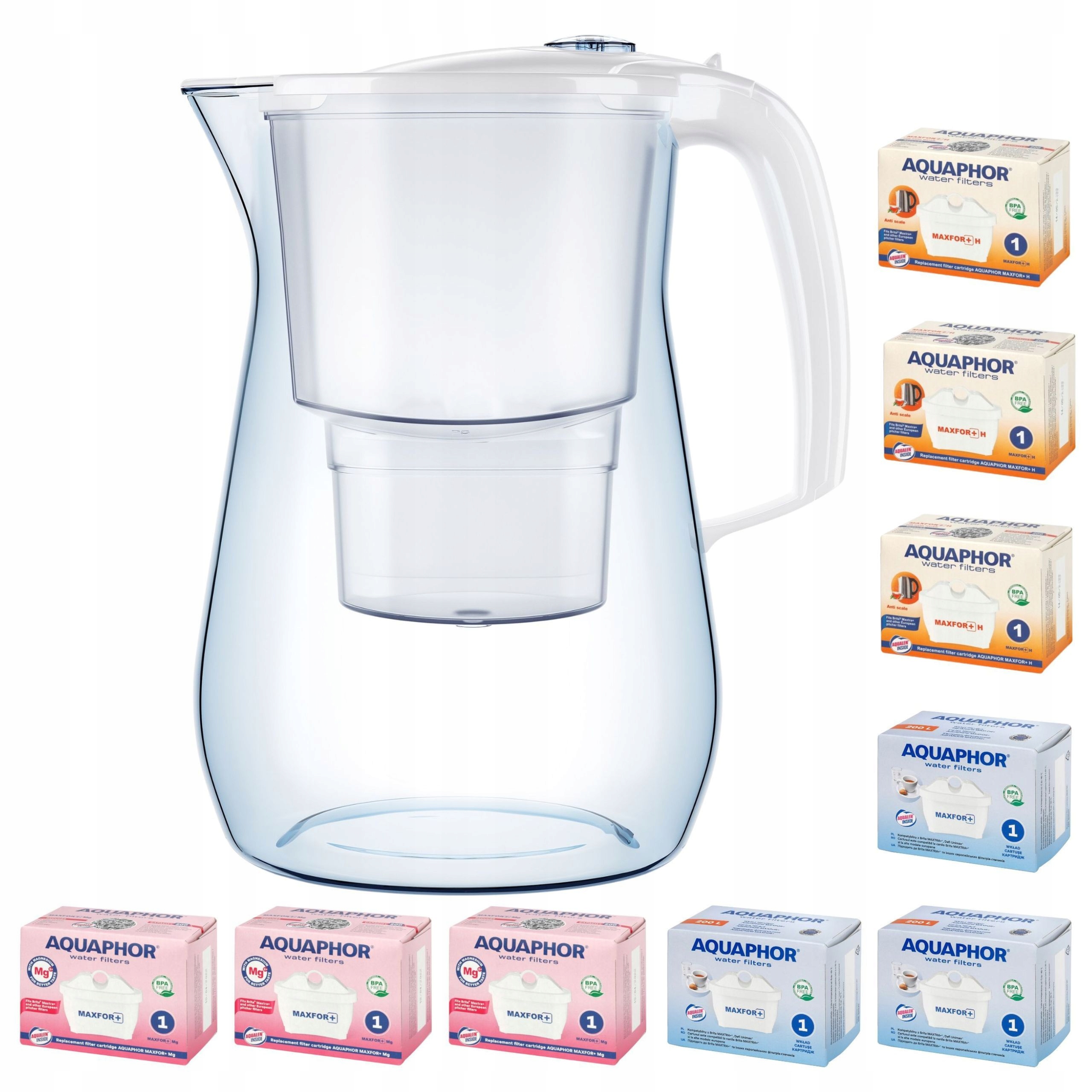 Nádoba na filtrování vody Aquaphor Onyx 4,2 l 9 náplní (3Mg+3H+3), bílá