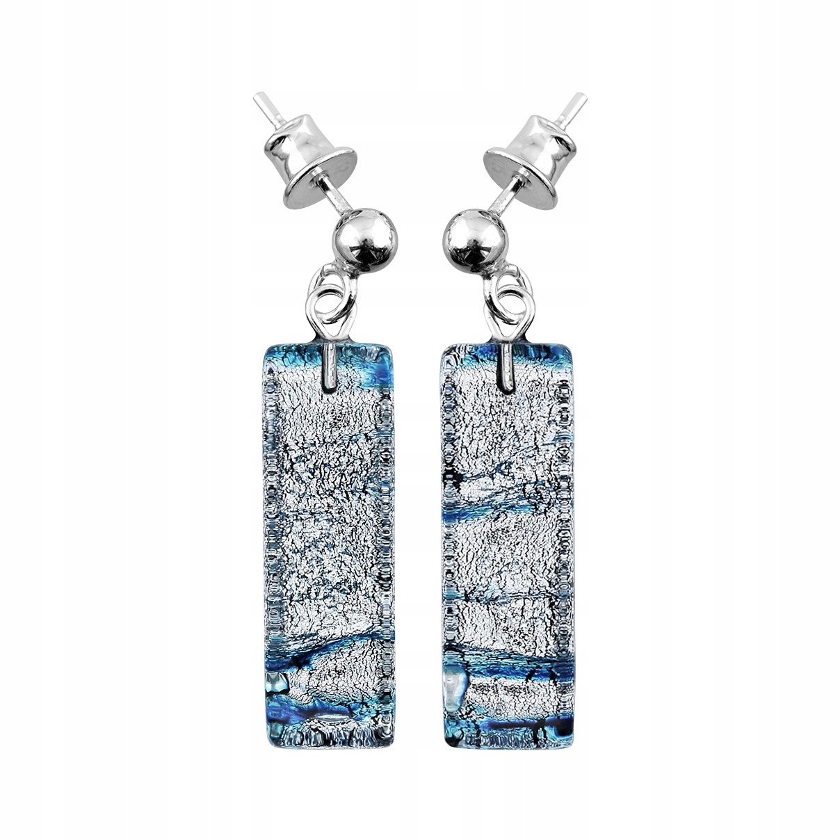 Dámské stříbrné Náušnice Harf sklo Murano