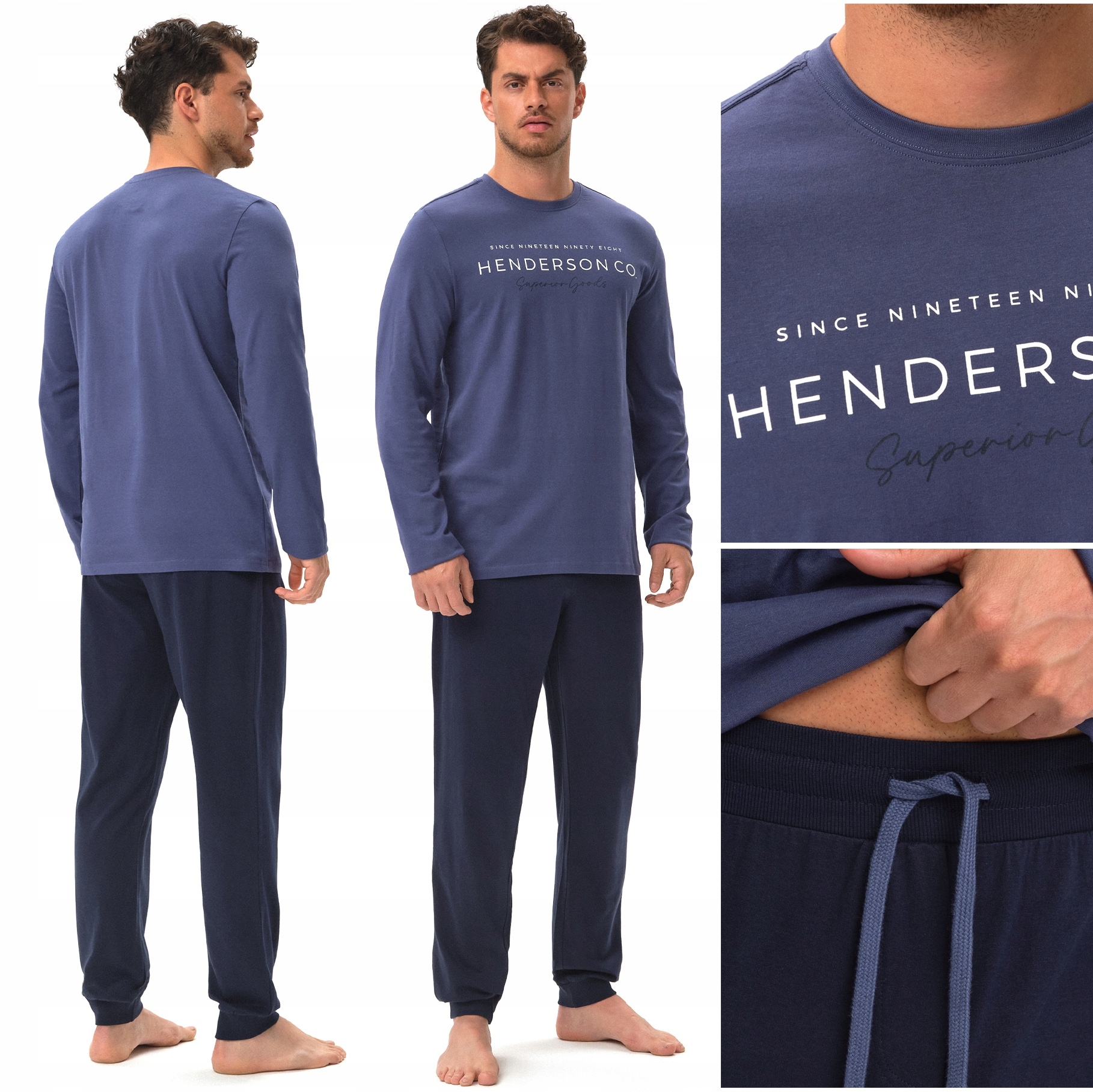 Pánské Pyžamo Henderson Jumper Komplet s dlouhým rukávem 100% Bavlna L