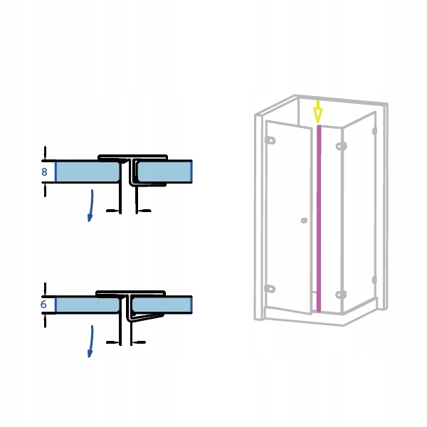 Uszczelka boczna na szkło 6-8 mm MC/WSE klips L = 250 cm Kolor bezbarwny