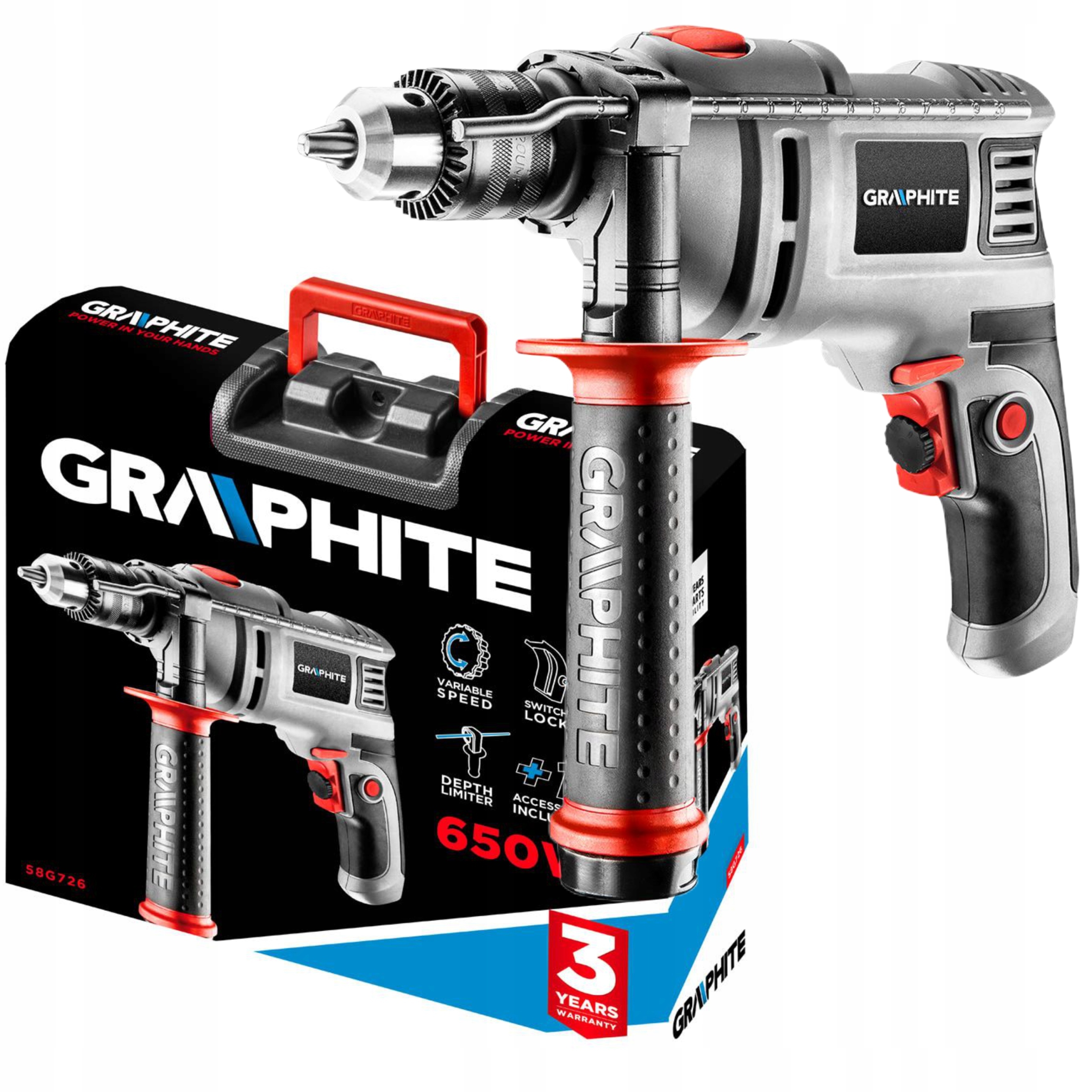 

Wiertarka Udarowa 650W 58G726 Graphite