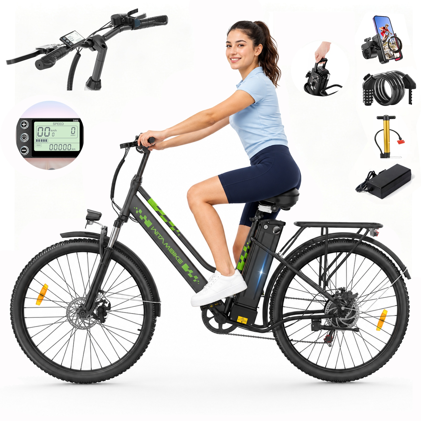 Rower Elektryczny 20AH 720WH 120KM Witambike 26" SHIMANO-7S Męski/damski