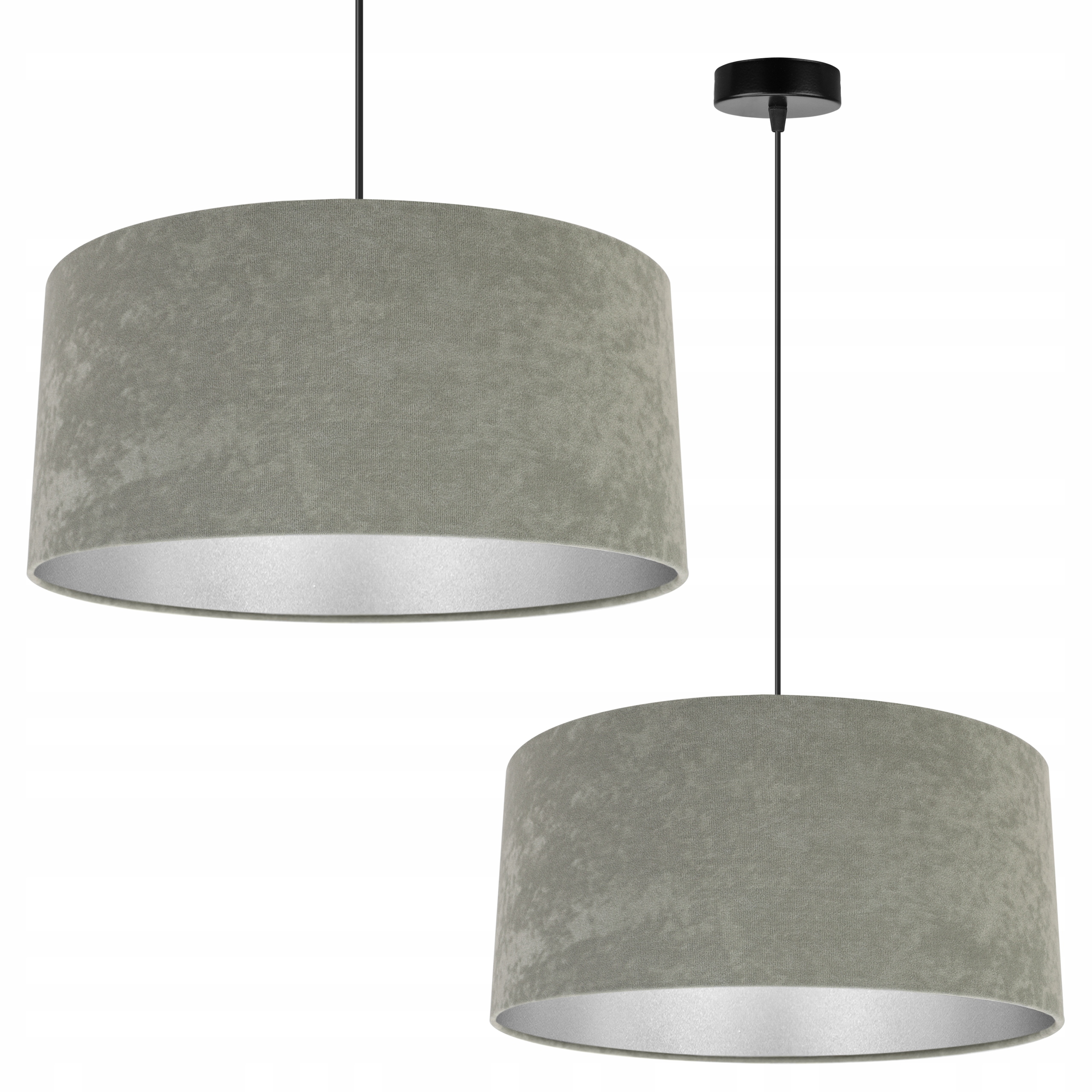 

Lampa Wisząca Żyrandol Sufitowa Chrom Abażur Welur