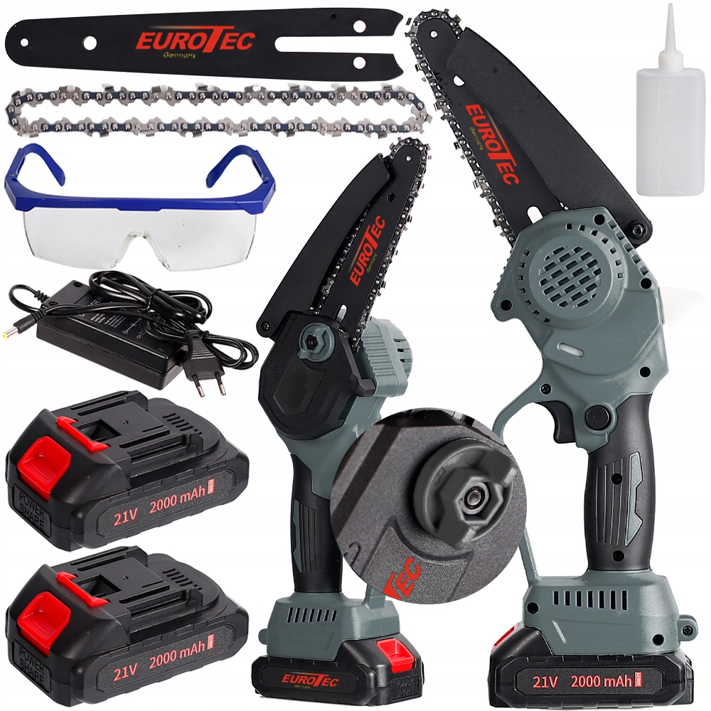 Aku Řetězová Pila 6 Palců 2x Baterie Eurotec 21V Pouzdro