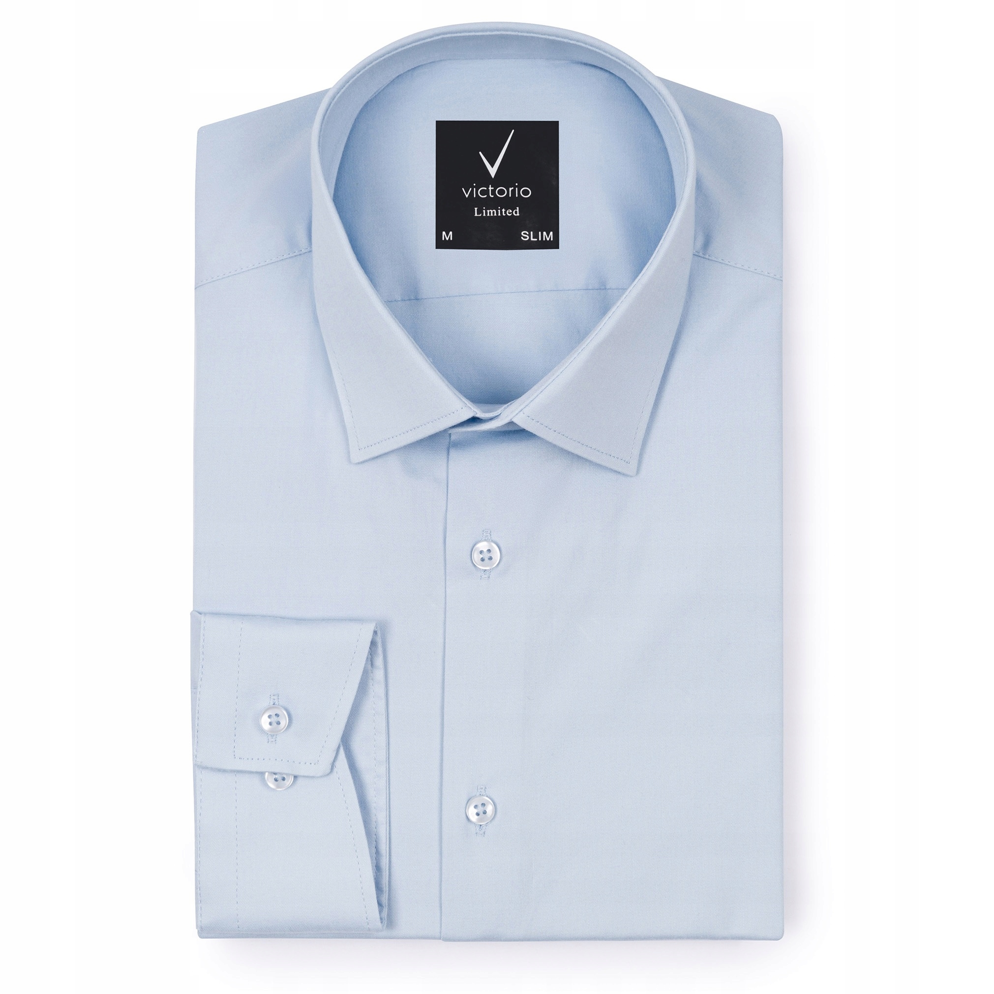 Koszula męska Błękitna Victorio regular XL wizytowa Bawełna Elastan