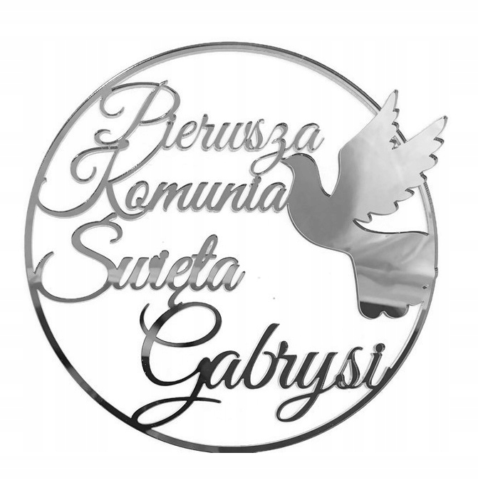 

Topper Komunia Dekor na komunie z imieniem srebrny