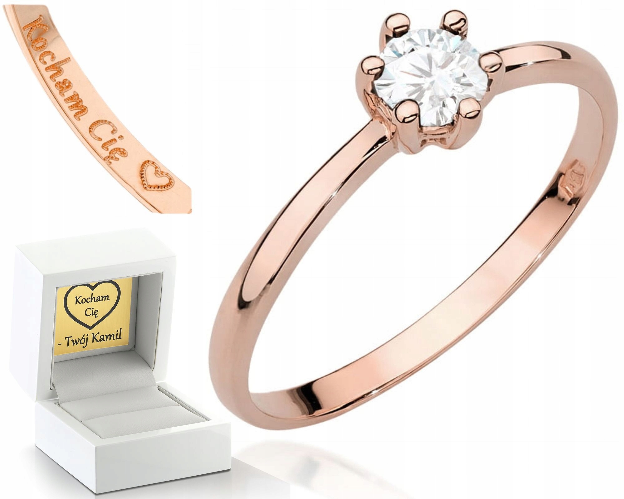 Prstýnek S Briliantem Růžové Zlato Gravírování 585 Bonus Dárek