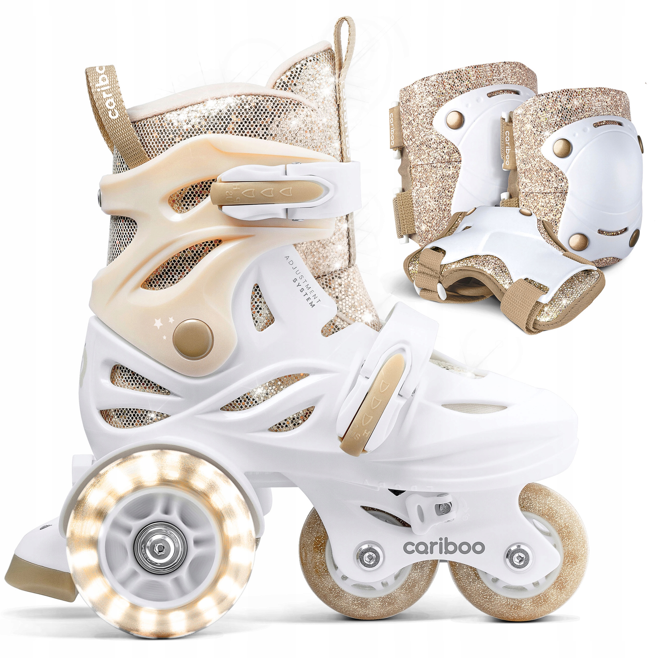 Zestaw rolki dziecięce Cariboo Ballerina (26–30) złote ochraniacze