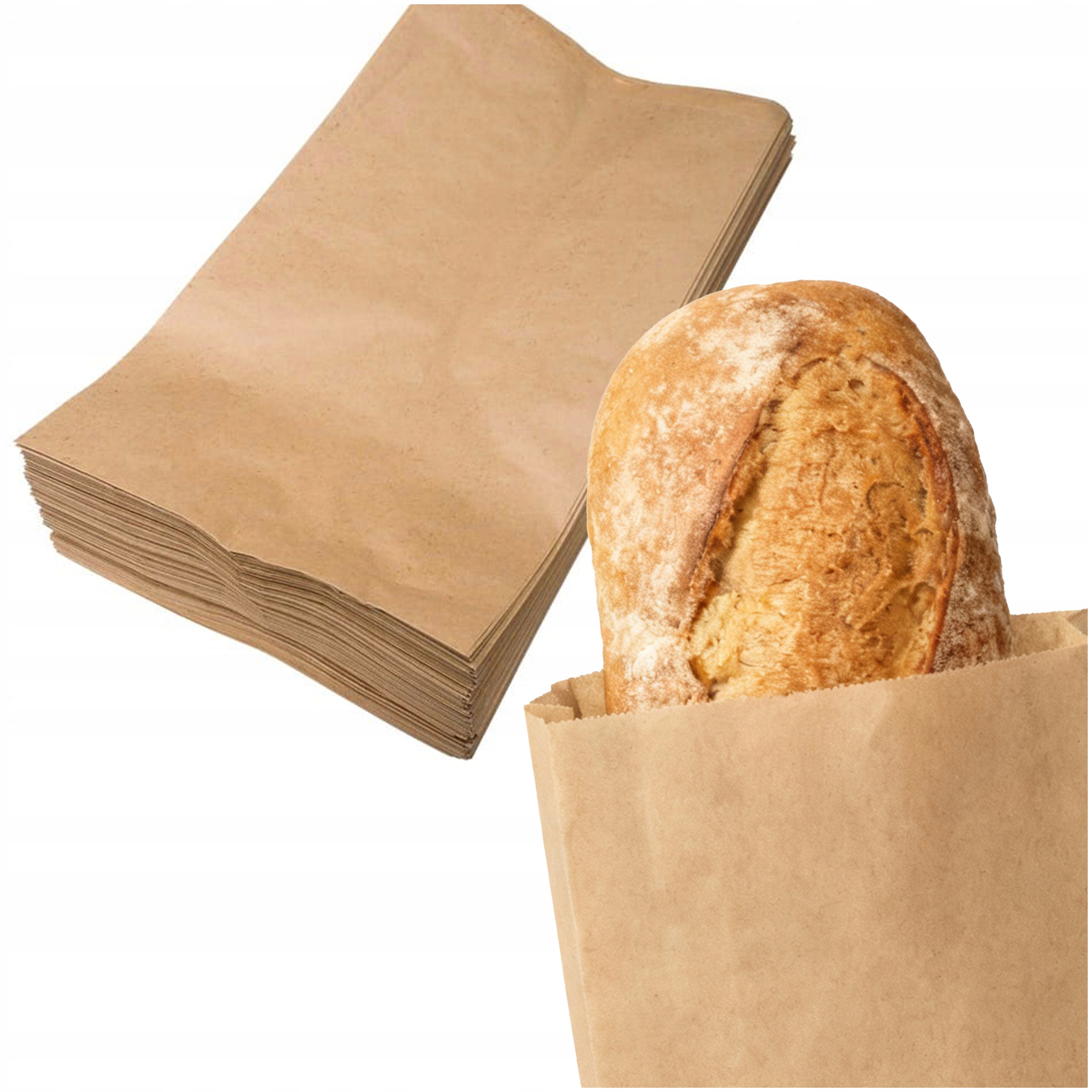 Torba Torebka Papierowa Brązowa Śniadaniowa Torebki Atestowane 1000 Sztuk