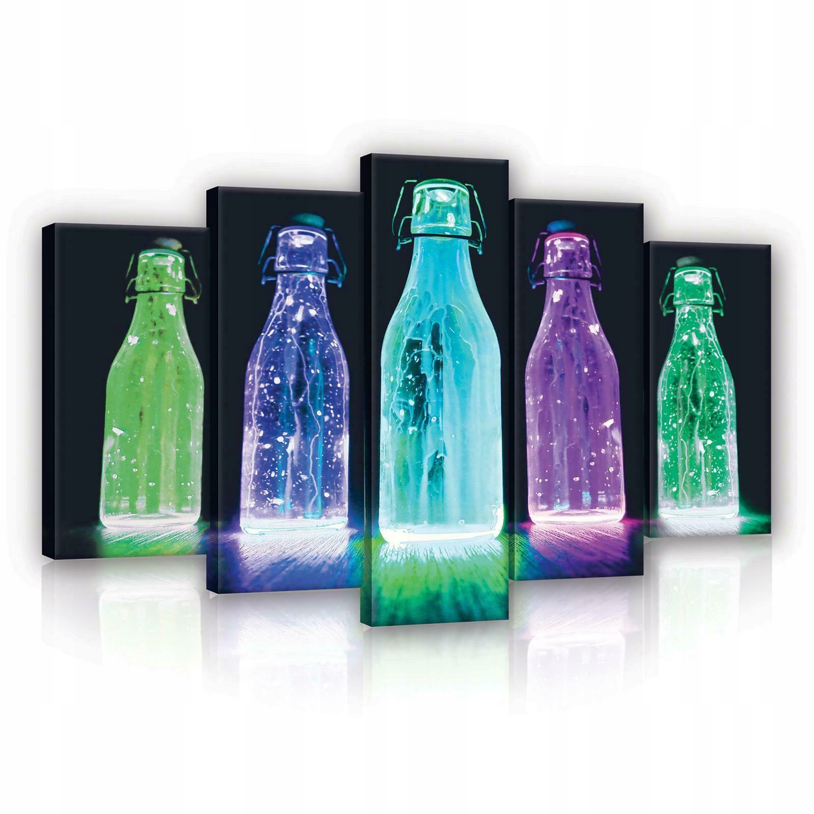 Obraz do kuchyně plátno Lahve 3D 5 dílů 100x60