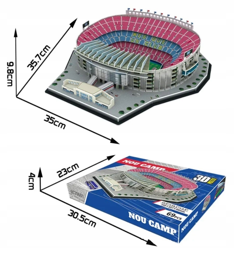 Puzzle 3D stadion Camp Nou FC Barcelona z pianki Clever & Happy – Zalety