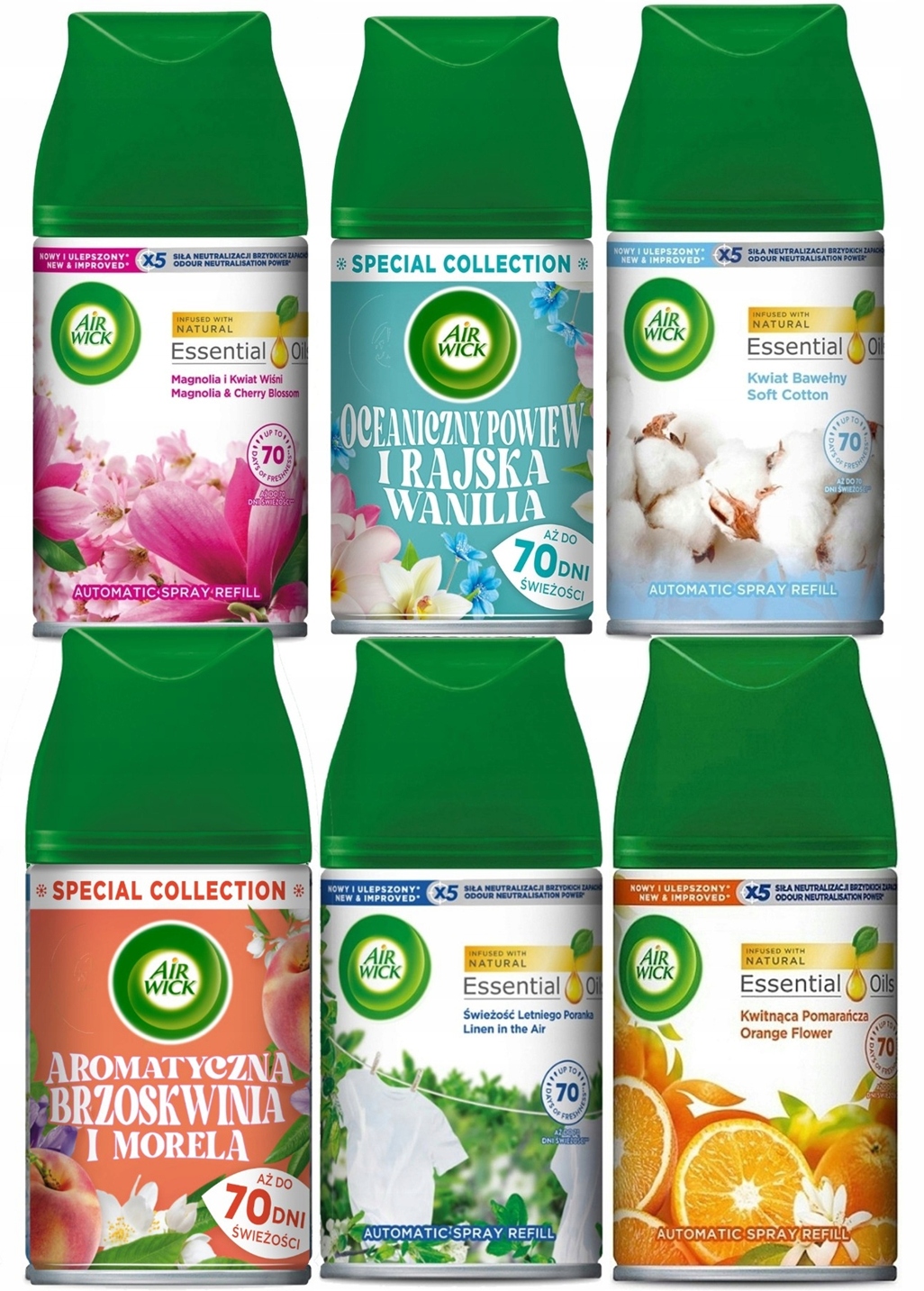 Air Wick Náhradní náplň 6 x 250 ml Mix vůně