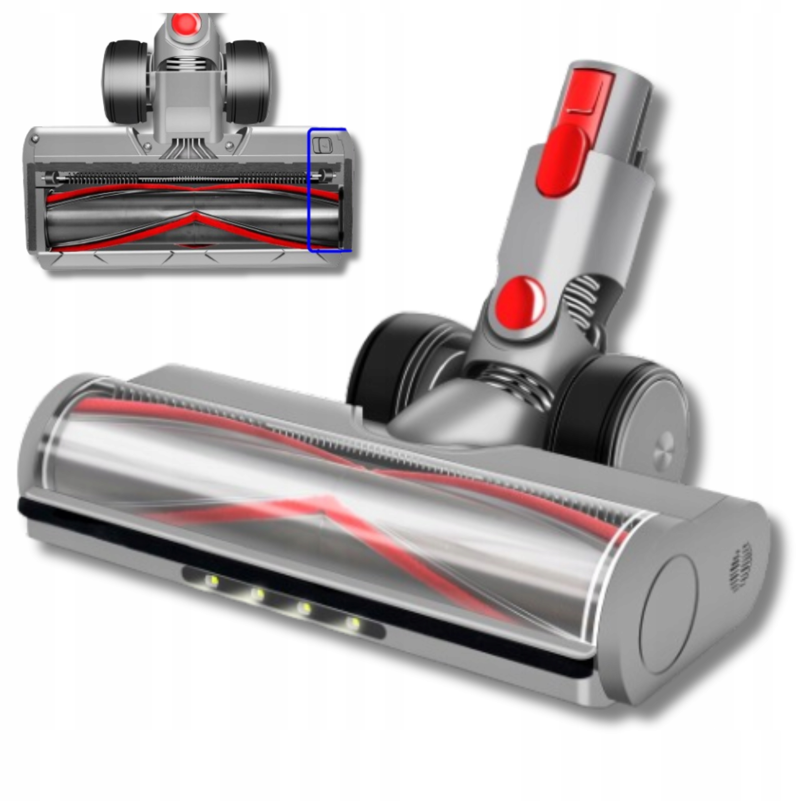 Led kartáč Koncovka pro vysavač V7 V8 V10 V11 V15 Hluboké čištění