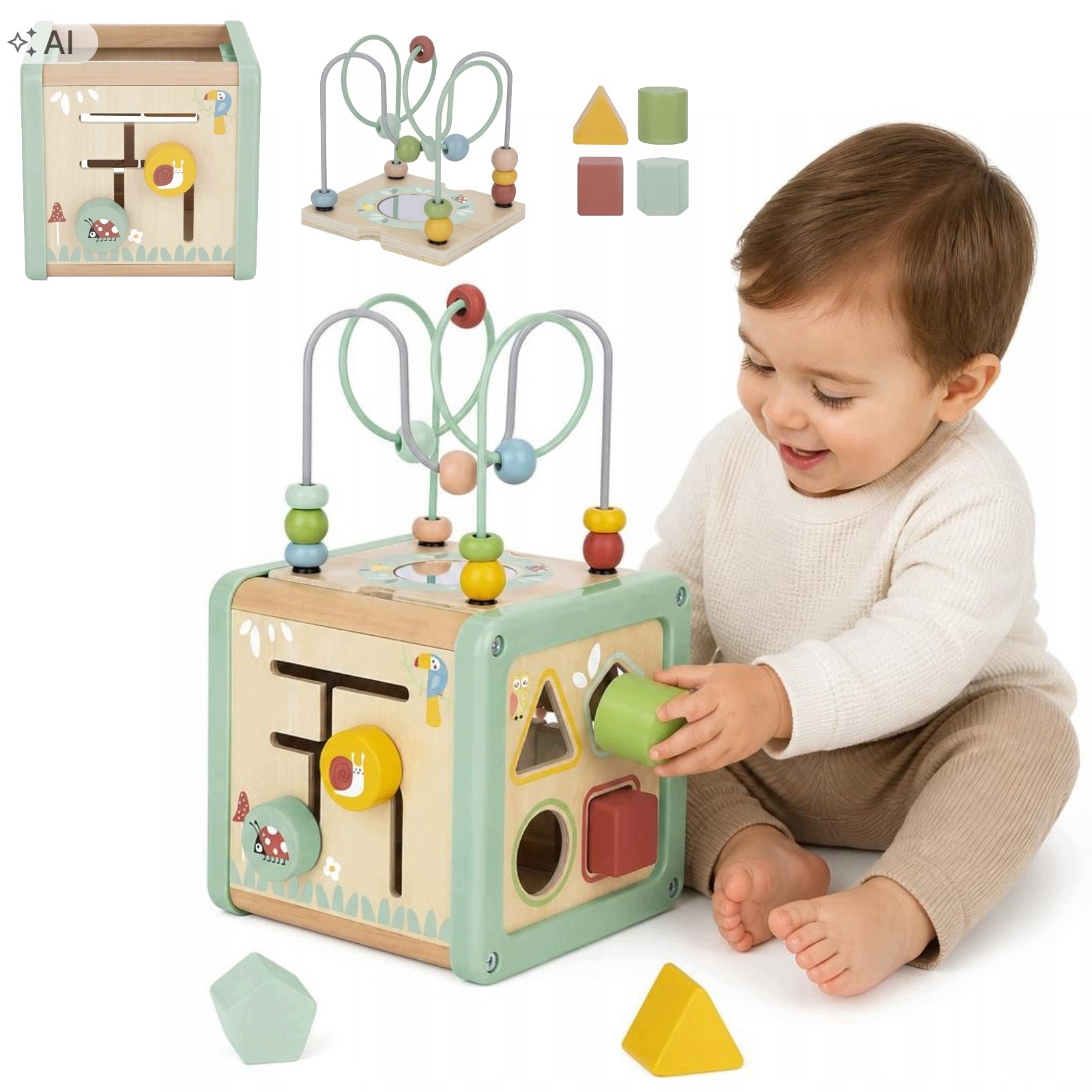 Kostka Edukacyjna Sorter Dla Dzieci Montessori Kształty Sensoryczna Klocki
