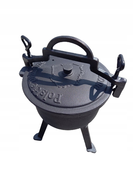 Garnek na prażone Kociołek myśliwski żeliwny 4l