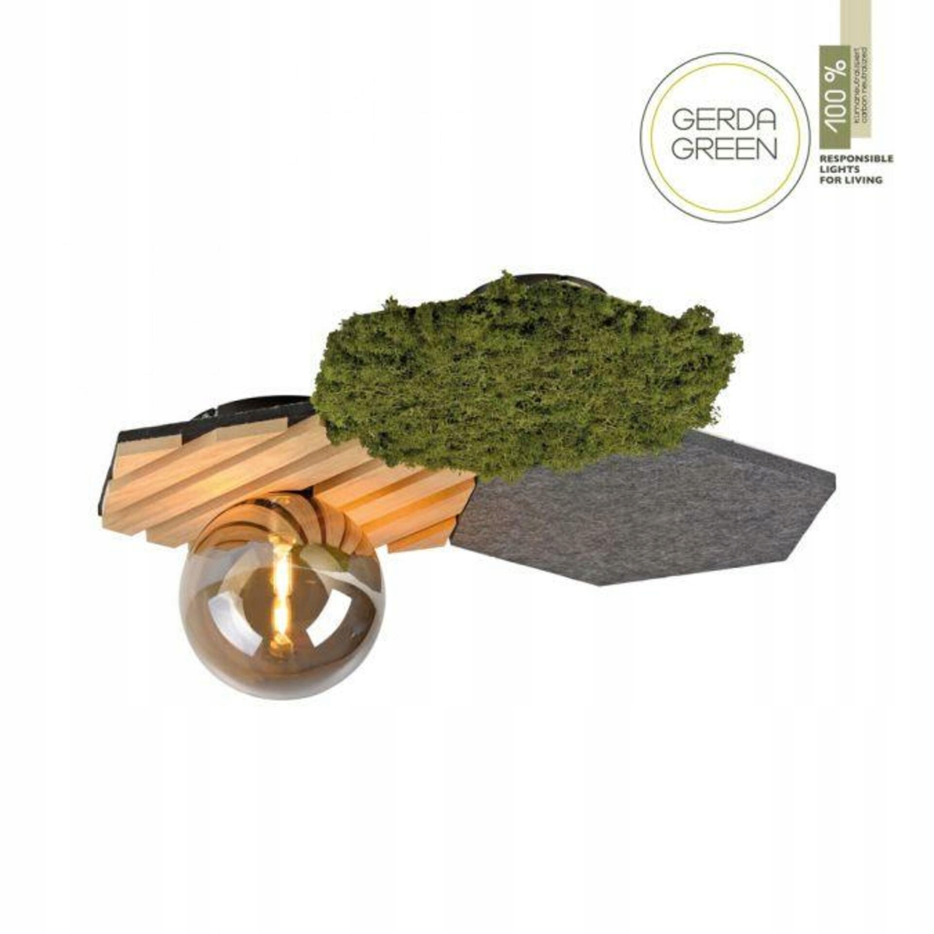 Dizajnové nástenné/stropné svietidlo Just Light Green Hex dub, mach, sklo, a