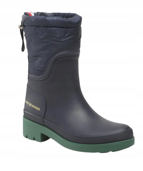 Tommy Hilfiger Dámské Holínky Tmavě Modré Se Zelenou Podrážkou 36 U1B