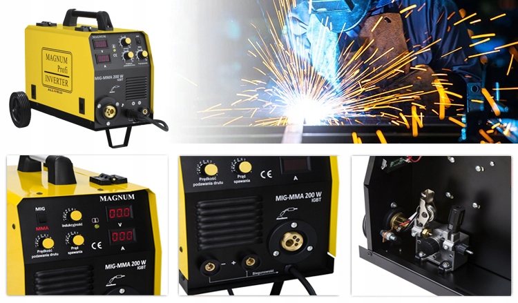 SPAWARKA MIGOMAT MAGNUM MIG 200W MMA IGBT ALU 230V 180A LUTOSPAWANIE Średnica drutu 1 mm