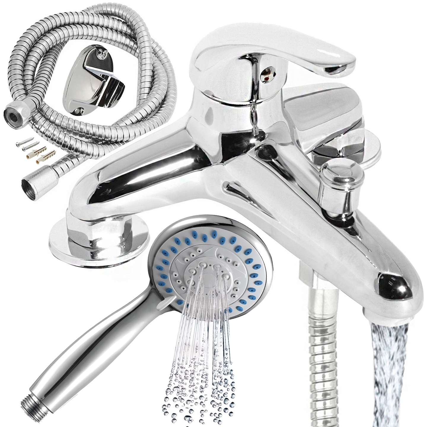 Set Stojaca Vaňová Batéria Mosadz Hlavica Hadica Držiak 145MM Strieborná