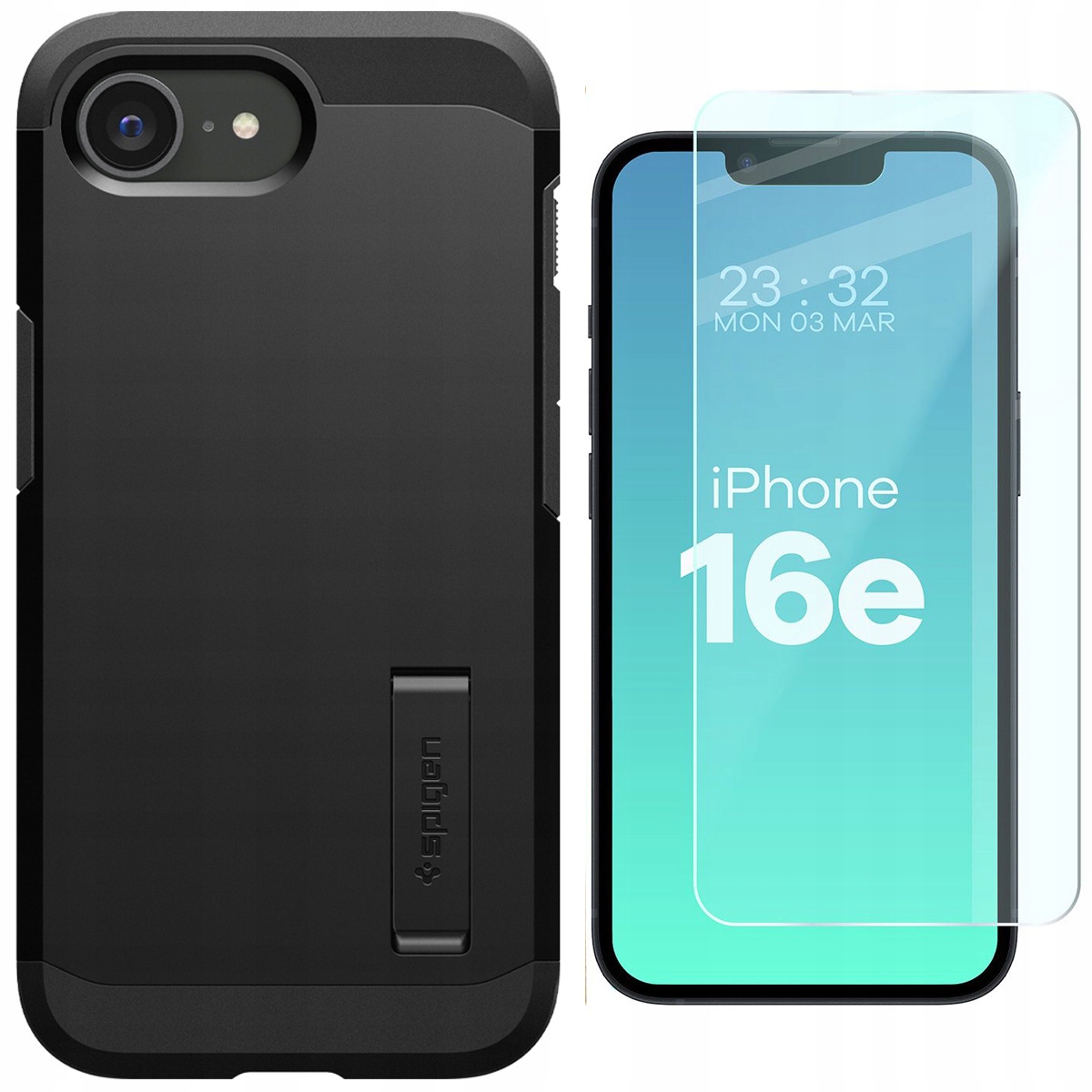 Pouzdro sklo pro iPhone 16e, Spigen Bizon, obal, sklo, kryt, sada