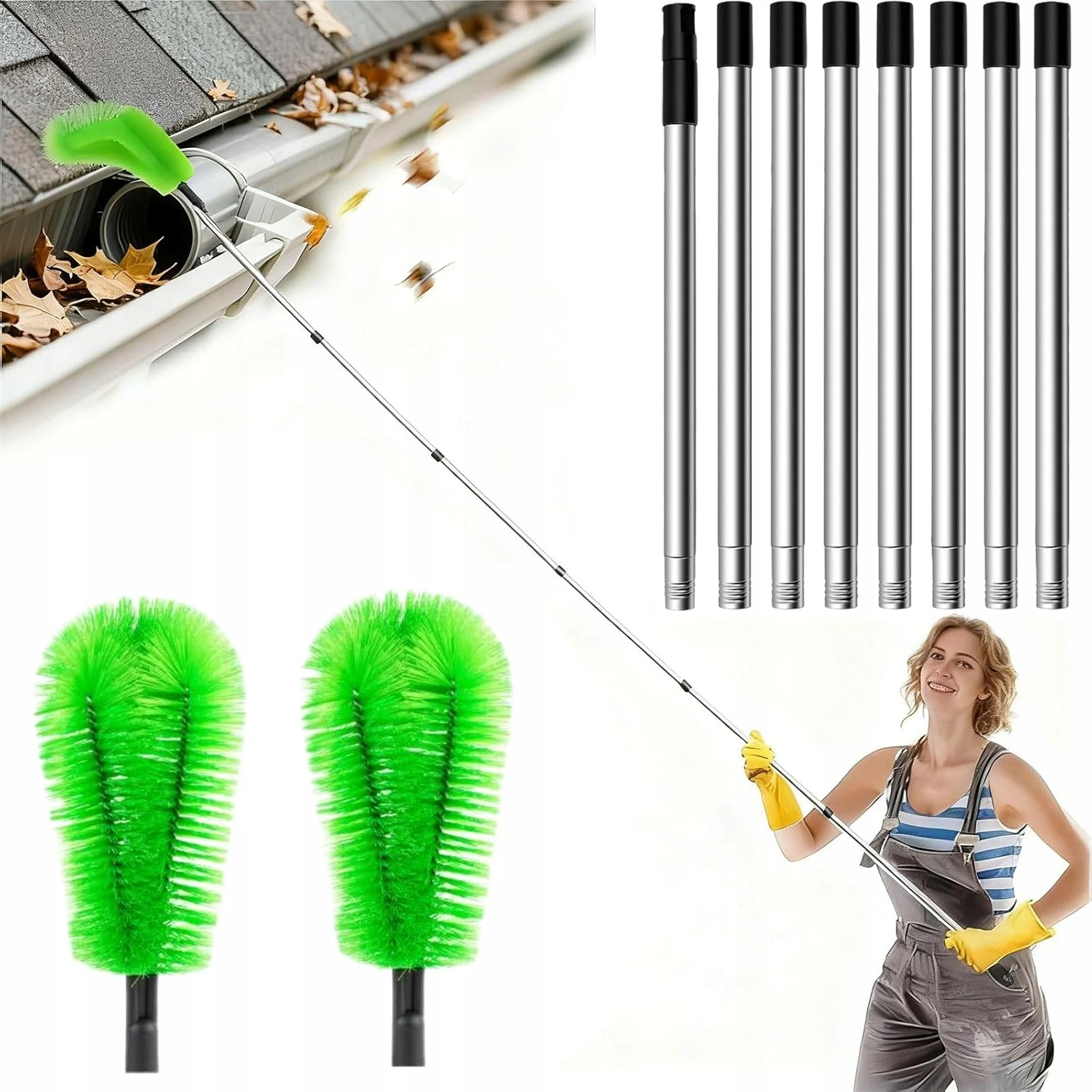 Levně Teleskopický Kartáč Na Čištění Okapů Se Dvěma Koncovkami Do 310 CM