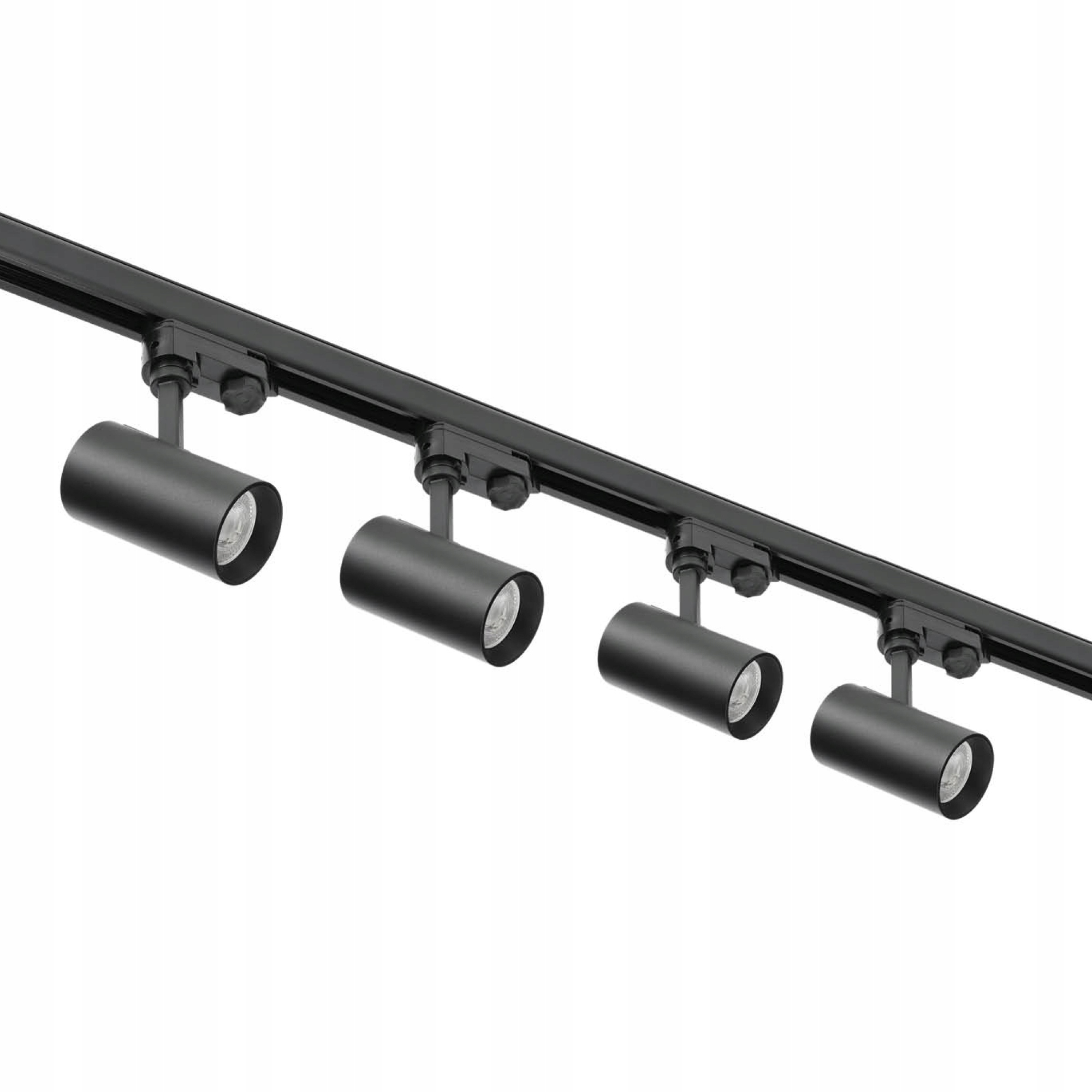 Sada kolejnicová 3-fázová kolejnice 2 m 4 lampy GU10 napájení krytka Černá