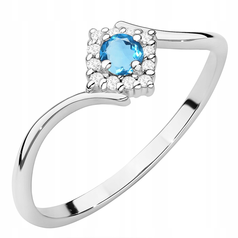 Zlatý Prstýnek Zásnubní pr. 585 s Topazem 0.15 ct a Brilianty 14k