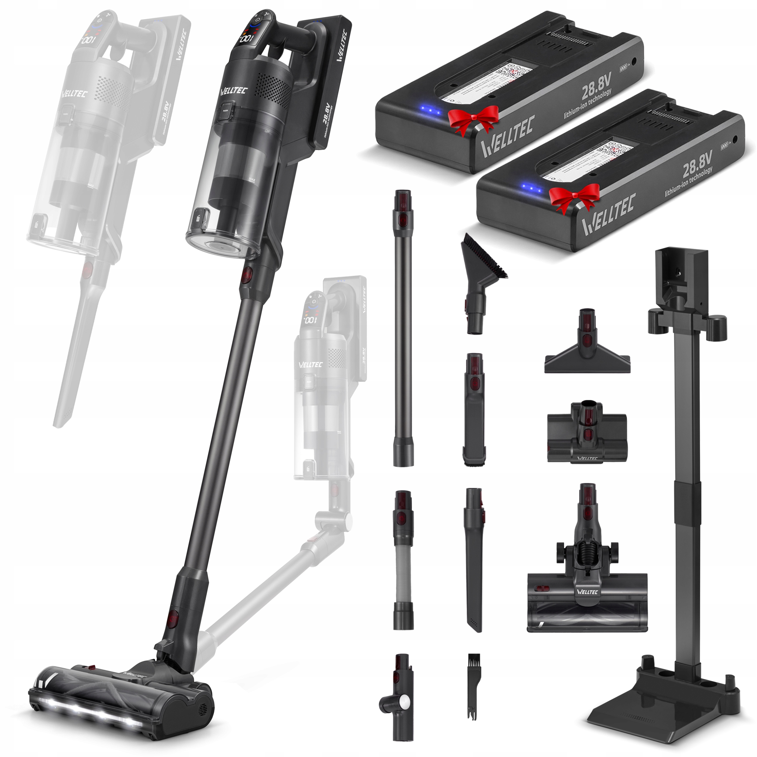 Bezdrotový Tyčový Vysavač Welltec GT360 Pro 2 Akumulátory