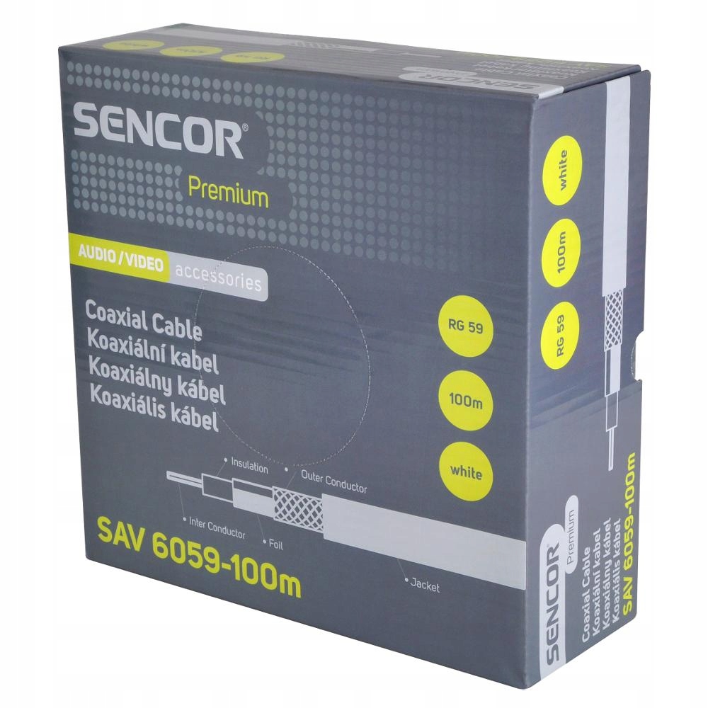 Koaxiální kabel Rg 59 Sencor Sav 6059-100m