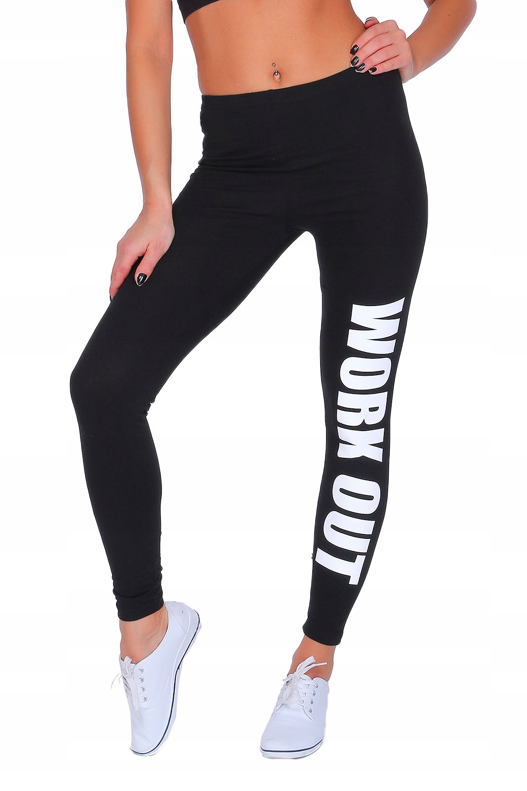 

Legginsy Sport Siłownia Bawełna Napisy Wzór Wout