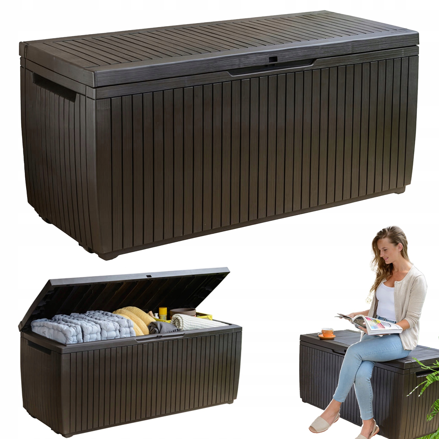 Skrzynia Ogrodowa Springwood Keter Siedzisko Schowek na Balkon Taras 305L