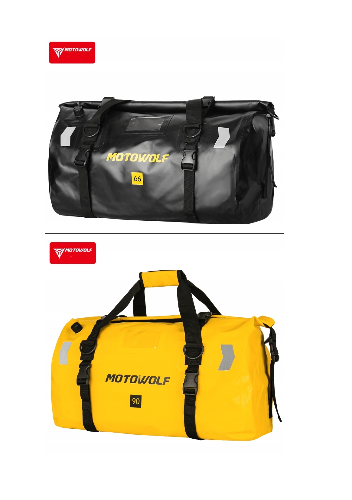 Vodotesná suchá motocyklová taška 66L Športová taška na sedadlo Žltá