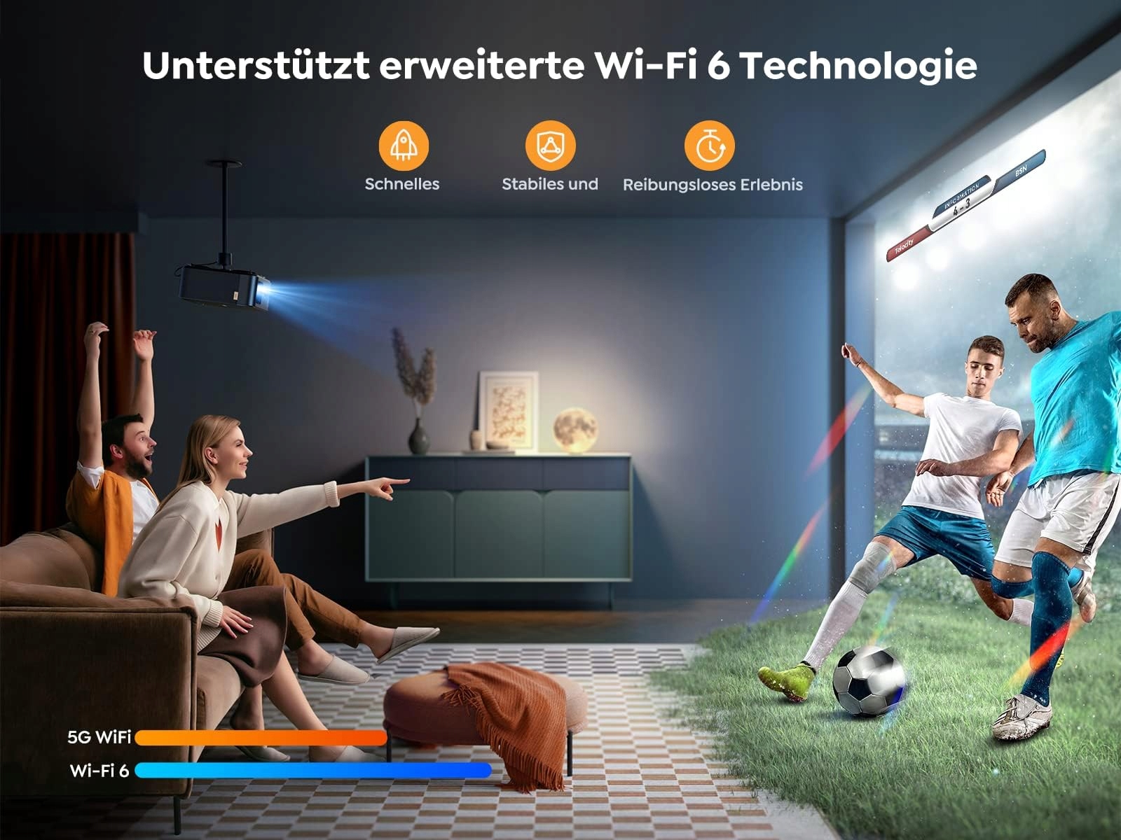 YABER Projektor 4K Android TV 11 Dolby Audio JBL WiFi6 Bluetooth 300 cali — miniatura 2